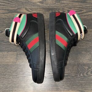 Gucci Leather Ace Stripe High Top Sneaker-523472-Authentic-NIB
